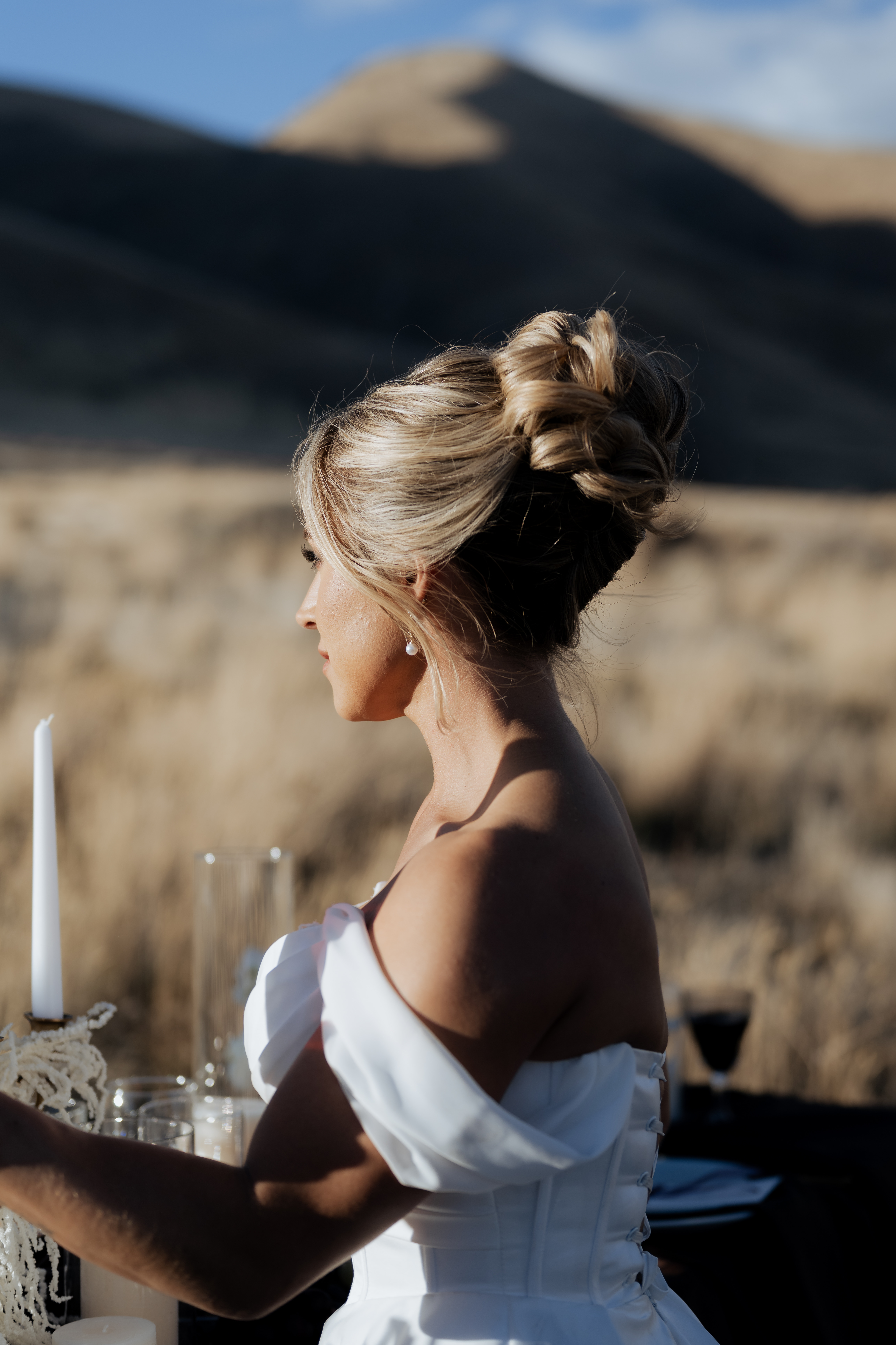 Elegant bridal updo styling by Maggie, Salt Lake City Utah